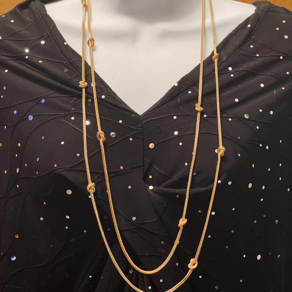 Avon Gold Double Strand Necklace with Knotted Details - Picture 7 of 9